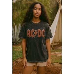 Junk Food AC/DC T-shirt Medium Back in Black Tour short sleeve boxy tee boho top